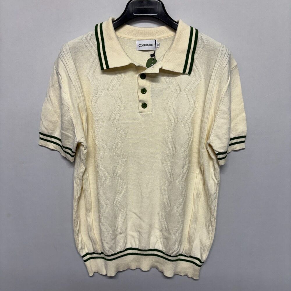 NWT Oxknit Men Short Sleeve Knit Polo Shirt Top Size XL X-Large D130 -14